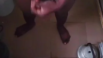 This Nigerian dude is working his huge black cock until he erupts. The homemade solo cumshot is fucking massive, showing off that BBC in all its glory.