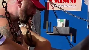 Getting railed bareback by a tattooed Latino dom in the sling is intense. He pounds hard and delivers a massive cumshot to finish.