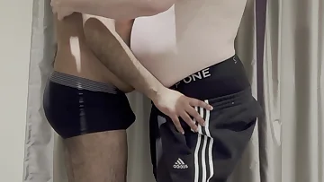 We strip each other down slowly before I suck his thick British cock. His tattooed chubby body and big ass drive me wild as I deep throat him.