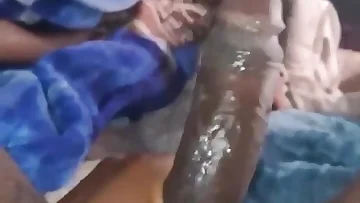 This short jerkoff session features a young guy working his massive black cock. He delivers an impressive cumshot that's worth watching.