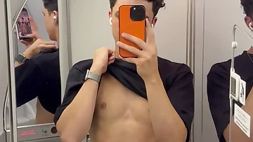 His dick bounces wildly during flight turbulence as he masturbates solo. This amateur man creates his own gay porn mile-high club experience.