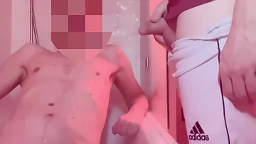 He lost a bet so his flatmate pissed all over him in the tub. This European couple doesn't hold back in their homemade humiliation scene.