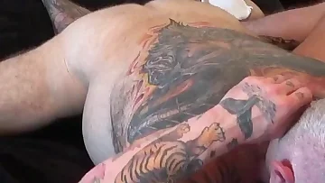 These muscular jock buddies start with cuddling before going wild. They fuck each other bareback with intense, passionate energy.