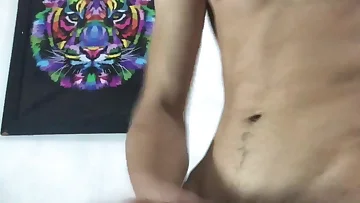 A Latino stud jerks his thick cock with passionate intensity. He works that hard dick until he shoots a massive, satisfying load.