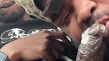 A big black cock gets properly sucked in the back of a car by someone who knows how to handle it. This amateur blowjob session turns into a messy, wet fuckfest right in the vehicle.