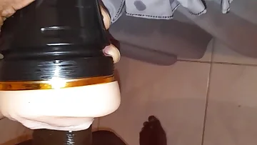 Experience this POV session as a Jamaican dude jerks his hard dick with a sleeve. The solo masturbation is intense and personal.