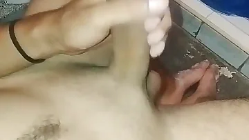 This Latino stud's massive cock gets all the focus in this hot solo session. He's putting on a show with his homemade masturbation skills.