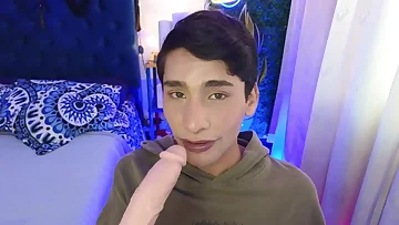 This Latino femboy goes down deep on that dildo, showing off his amazing blowjob skills. His amateur enthusiasm makes this steamy solo scene incredibly hot.
