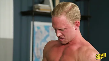 Jeremie's ripped body trembles as he works his uncut cock with intense focus. He finally erupts in a powerful orgasm that leaves him breathless and covered in cum.