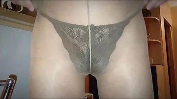 He keeps wanking through those tight tights, building up the pressure. Eventually his cum soaks right through the fabric in a hot mess.