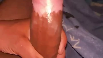 My slave waits patiently for this massive Dominican BBC. His solo masturbation session ends with a huge homemade cumshot.
