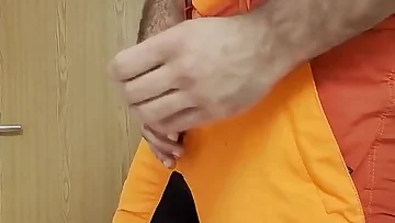 A muscular lumberjack in high-vis gear jerks his huge fucking cock for muscle worship. This pornstar shows off his massive dick in uniform like a true pro.