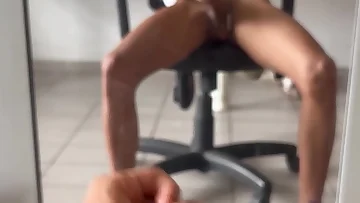 He was so fucking horny that he couldn't resist jerking off right then. This amateur solo session captures his raw need and desperate masturbation until release.