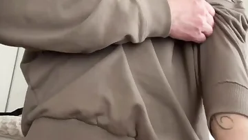 He watches himself stroke that huge cock in the mirror, admiring every inch as he builds toward orgasm. When he finally blows his load, he covers the glass with thick ropes of cum in an incredible display.