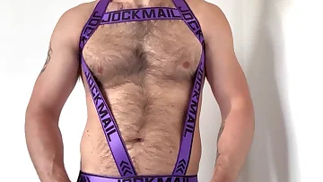 Watch this hairy man stroke his thick cock with intense focus until he finally explodes. His massive load shoots everywhere as he jerks himself off completely.