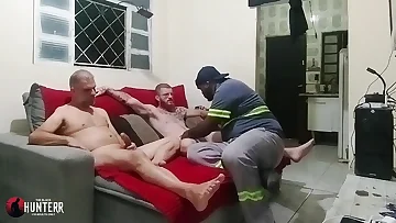 These Brazilian studs are ready to give you the ultimate blowjob threesome experience. Watch them work together to drain every last drop with their skilled mouths.