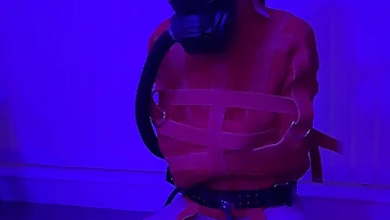 This twink in a straitjacket gets milked on his knees during intense BDSM play. The young amateur experiences extreme bondage and couple domination in this gay scene.