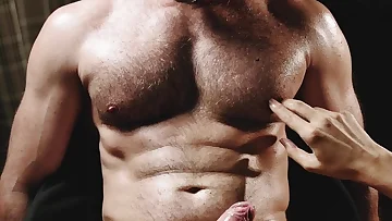 This hairy German muscle dude gets his ass played with until he's moaning like a slut. He can't help but shoot his load when they fuck him just right.