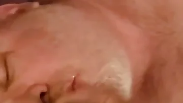 A massive BBC covers a bear's face in cum while he jerks himself off. This mature chubby guy takes every drop in POV style.
