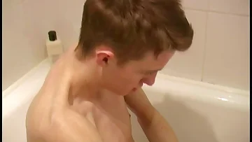 Skinny twink Jenson strokes his young cock with desperate urgency. He erupts in a massive cumshot that proves size isn't everything.